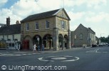 Public realm dominated by road infrastructure - old Town Hall, Witney