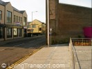 Footway in the Railway Street (key link in the town) blocked by old warehouse. Removal of this obstacle and improvement of walking conditions in Railway Street should be a priority for the town (see photo audfit pdf).