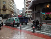 Bilbao, Spain The bollards are illuminated red or green to indicate pedestrian right of way, and flash green when the pedestrian period is ending