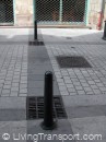 Caen, France. The bollards are integrated in the design with paving and drainage elements.