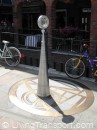 Eton, England. A bollard with a wide angle lense through which to view the street.